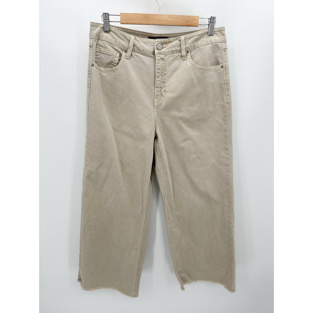 Stitch Star Womens 10‎ Khaki Tan Wide Leg Jeans Raw Hem SS2881-1